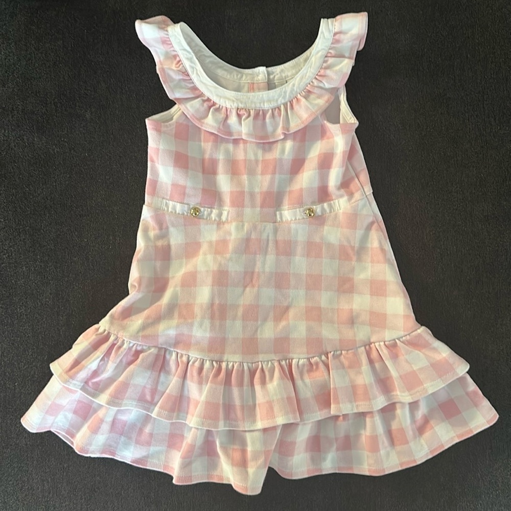 Janie and Jack Gingham Ruffle Ponte Dress Orchid Pink 3T
